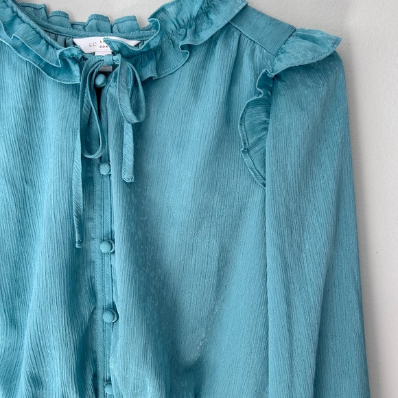 LC Lauren Conrad Dresses & Skirts - 🍒Long Sleeve Mint Ruffle Button Down Dress